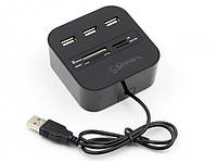 USB Hub 2.0 + Card reader COMBO All in one SD, Ms, Tf, M2, micro SD - черный