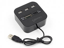 USB Hub 2.0 + Card reader COMBO All in one SD, Ms, Tf,  M2, micro SD - черный