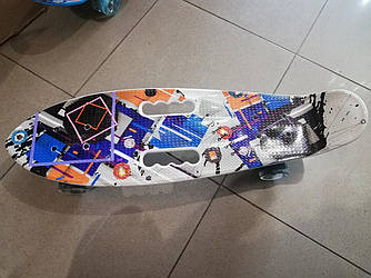 Скейт великий 67х20см,1,83 кг Пенні борд (Penny board) пениборд з малюнком, ручкою світяться колеса