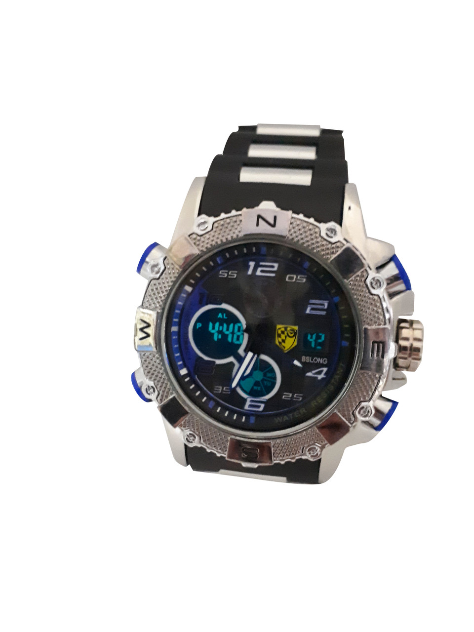 Годинник Bslong Синій електронний + кварцовий у залізній подарунковій коробці., фото 1