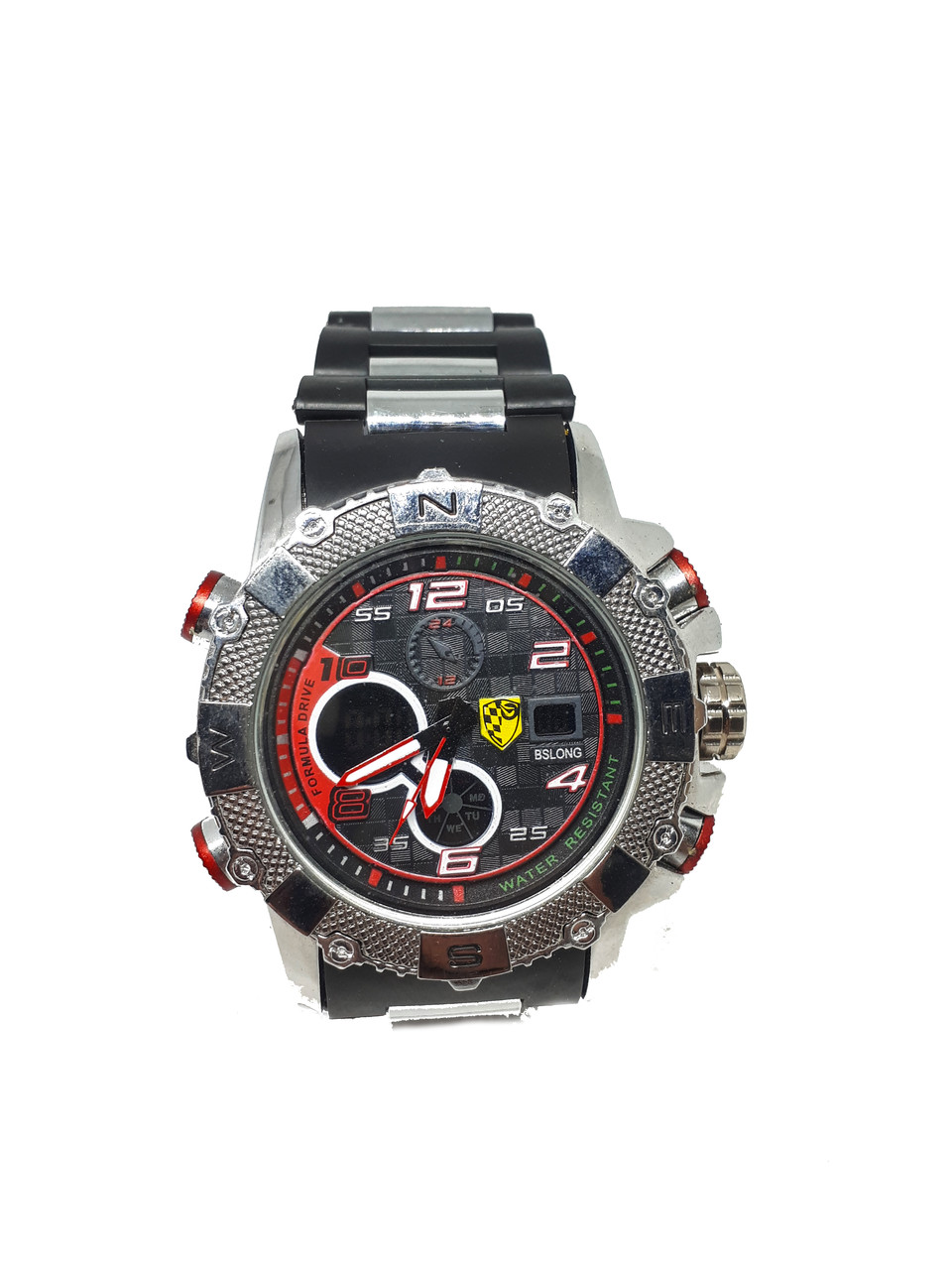 Годинник Bslong Червоний електронний + кварцовий у залізній подарунковій коробці., фото 1