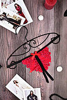 Эротические стринги с открытым доступом Красно-черные. Размеры от XS до XXL