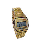Годинник електронний із будильником на золотистому браслеті Abeer 01-95G, фото 2