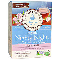 Traditional Medicinals, Органічний чай Nighty Night, валеріана, 16 окремих пакетика, 24 г, офіційний