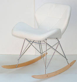 Крісло гойдалка Invar Rack Eames RAR шкірозамінник білий, Charles Eames Rocker Shell