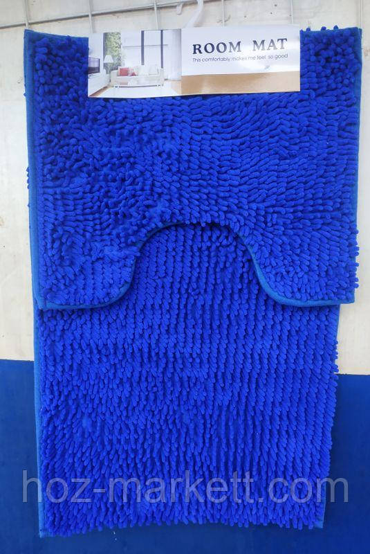 Килимки для ванної та туалету набір килимків синій 90 х 60 см і 60 х 40 см, фото 1