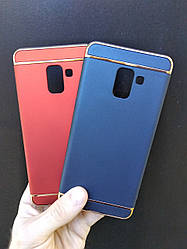 Чохол пластиковий із золотими вставками на Samsung Galaxy A8 Plus (2018) Синій