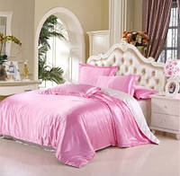 Постельное белье Атлас Розово-белое Комплект постельного белья полутороспальный, евро, двуспальный