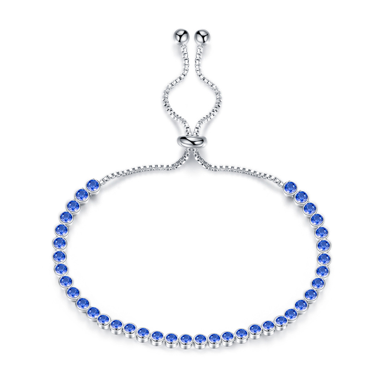 Жіночий браслет з фіанітами "Діамант" синій, фото 1