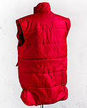 Жилет Garment Factory утеплений стьобаний на блискавці подовжений унісекс червоний 50-й розмір, фото 5