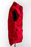 Жилет Garment Factory утеплений стьобаний на блискавці подовжений унісекс червоний 58 розмір, фото 3