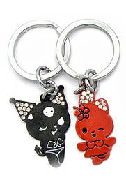 Брелоки для закоханих (Q) "Кісі" чорно-червоні