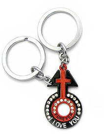 Брелоки для закоханих (Q) "Венера та Марс" чорно-червоні