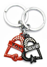 Брелоки для закоханих (Q) "Сердечка" червоно-чорні