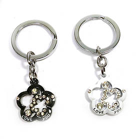 Брелоки для закоханих (Q) "Квіточки" біло-чорні