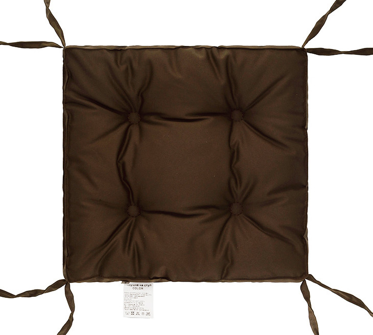 Подушка на стілець із зав'язками 40х40х5 "COLOR" (коричнева), фото 1