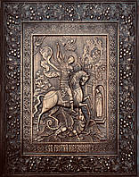 Икона резная из натурального дерева ясеня ЧПУ "Святой Георгий Победоносец"