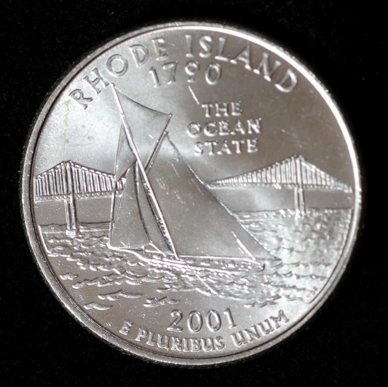 Монета США 25 центів 2001 р. Род - Ісланд
