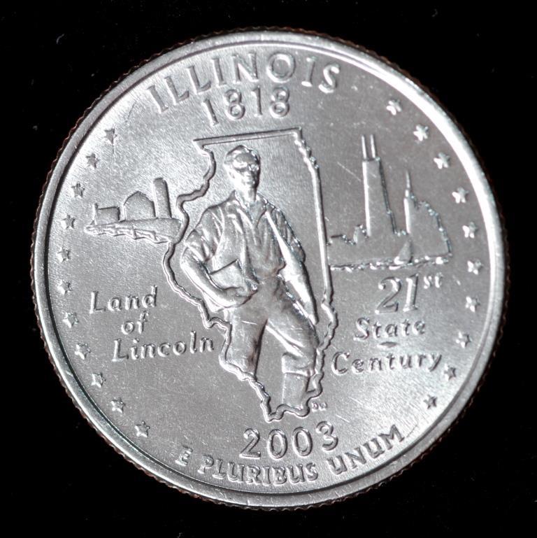 Монета США 25 центів 2003 р. Іллінойс