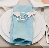 Декор на тарілку Ангелські крильця з літерою Manific Decor із дзеркального пластику 20 штук Золоті 14*6 см, фото 4