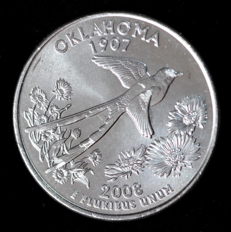 Монета США 25 центів 2008 р. Оклахома