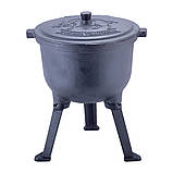 Казан чавунний з кришкою Kamille KM-4800V 4л Казан на ніжках для приготування їжі на вогні та плиті, фото 7