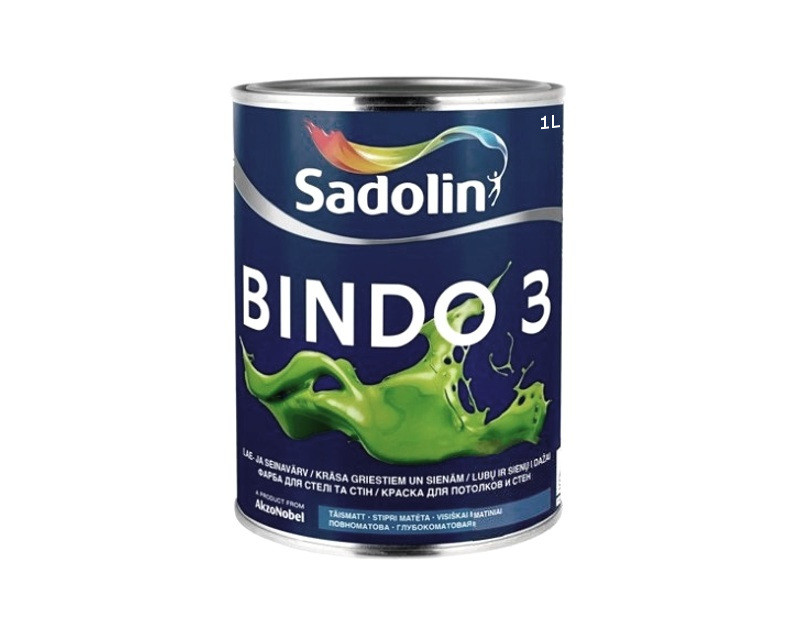 Краска латексная SADOLIN BINDO 3 интерьерная ВW-белая 1л - фото 2 - id-p1078229309