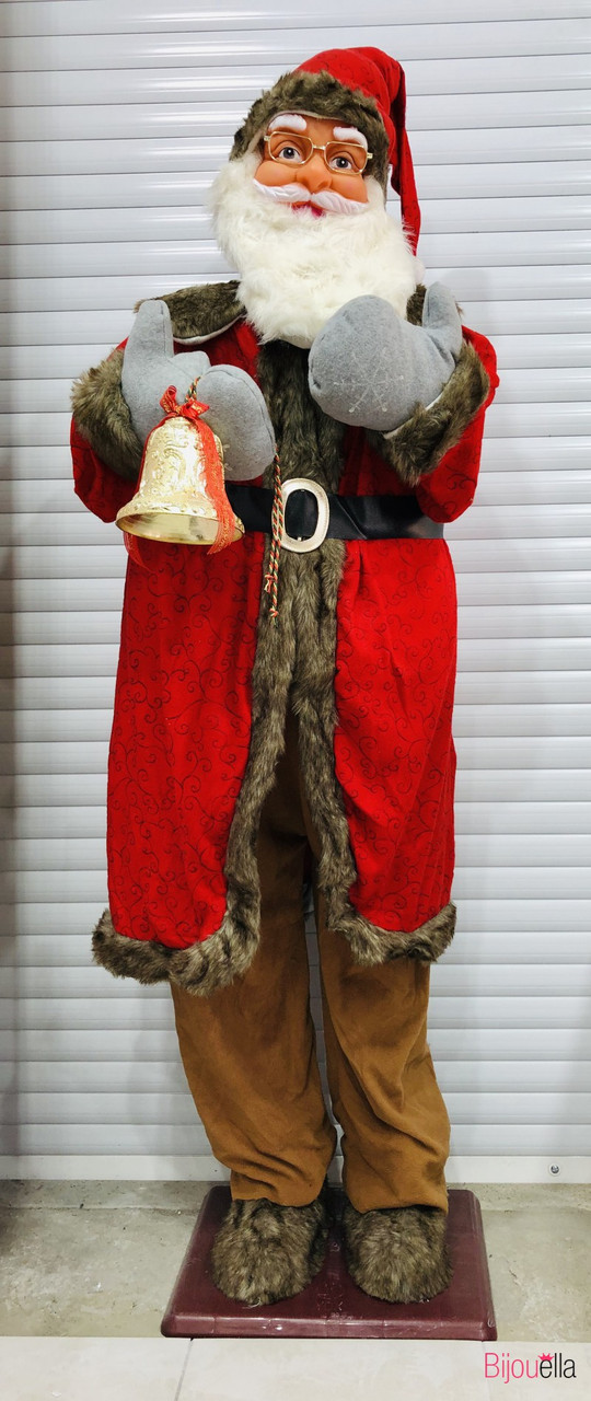 Новорічний декор добрий Дід Мороз великий із дзвіночком 168 см