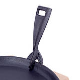 Сковорода чавунна Kamille KM-4809V 25см Сковорода зі знімною ручкою Сковорода з дерев'яною підставкою, фото 8