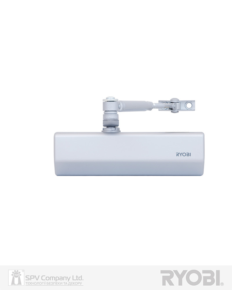Доводчик дверного накладного типу RYOBI * 1500 D-1554 SILVER STD_ARM EN_2/3/4 до_80 кг 1100 мм FIRE
