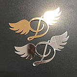 Декор на тарілку Ангелські крильця з літерою Manific Decor із дзеркального пластику 20 штук Золоті 14*6 см, фото 2