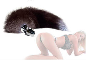 Анальна пробка хвіст єнота -  Інтимна іграшка з хвостиком іграшка з хвостом для рольових ігор анальний пухнастий хвіст