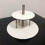 Підставка для 2 ярусного торта Manific Decor ціла конструкція з дерева Біла діаметр підставок 30 та 20 см, фото 2