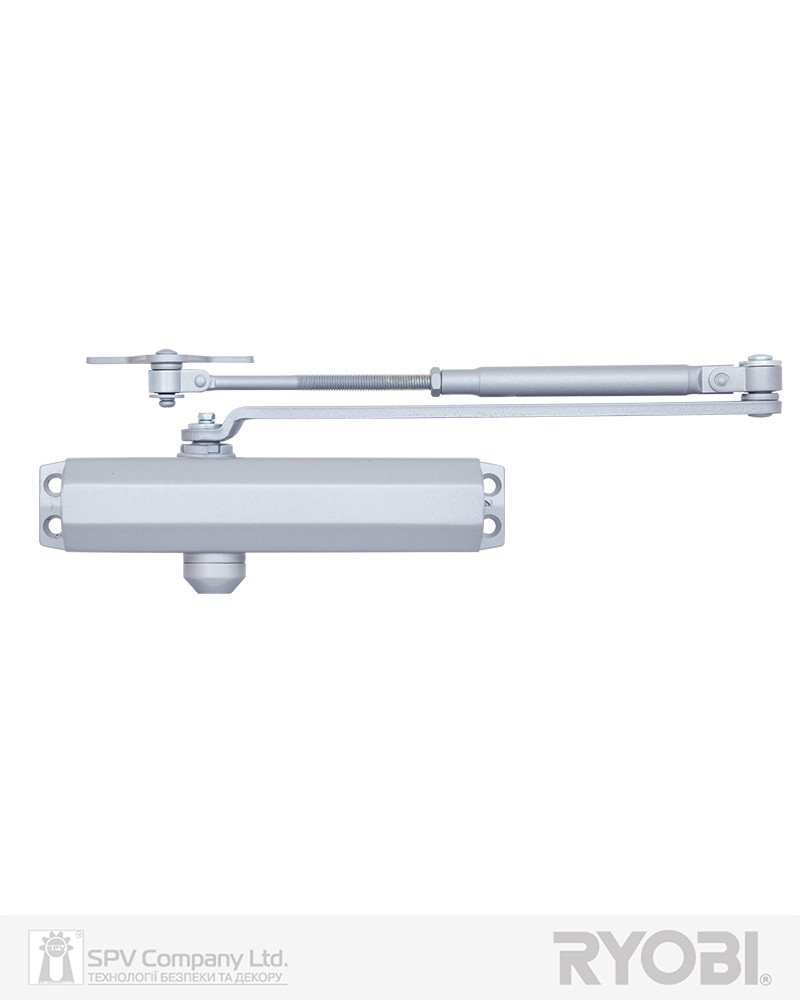 Доводчик накладний універсальний на двері RYOBI * 1500 D-1504 SILVER UNIV_ARM EN_2/3/4 до_80 кг 1100 мм FIRE