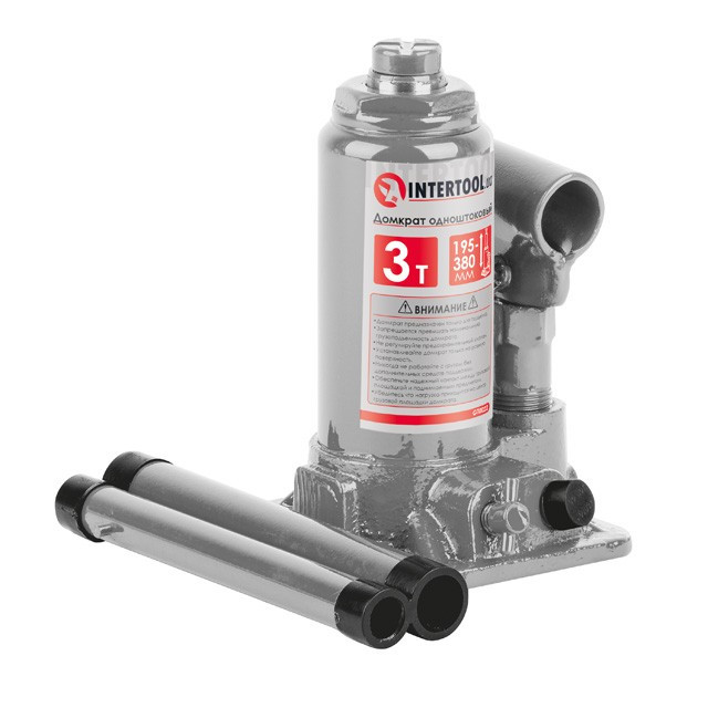 Домкрат телескопічний одноштоковый Intertool GT0022 3 т, фото 1