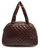 Стеганая женская сумка-саквояж Poolparty NS4 (коричневая), фото 1
