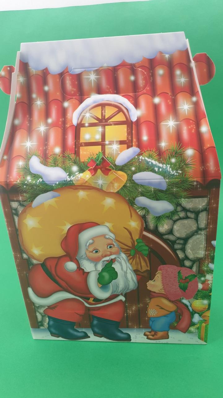 Новорічна картонна коробка для цукерок, "Каменый Дім", на 600грамм, (25 шт)