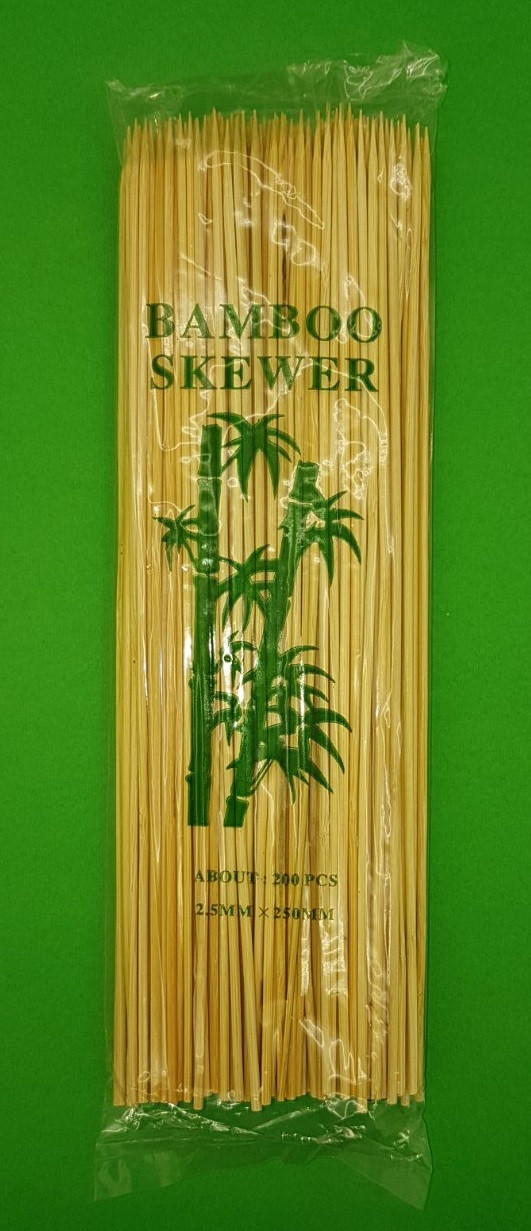 Бамбуковые палочки для шашлыка/закусок, 25 см, 200 шт\пач; 2,5мм - фото 1 - id-p510511257