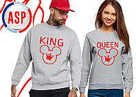 Свитшоты парные king queen король и королева для влюбленных микки маус с печатью на заказ