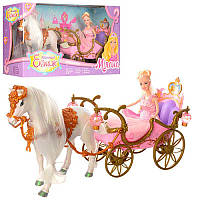 Подарунковий набір Лялька з каретою і конем рожева, карета, кінь ходить, 209