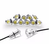 Червоні тонкі врізні світлодіоди (Орлине око 23мм.) корпус срібло - LED DRL ДХО підсвічування салону, фото 2