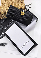 Женский кожаный кошелек Gucci Гуччи черный из натуральной кожи 5