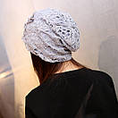 Ажурна жіноча шапка з нашивкою "Fiona"- розмір універсальний, 58см,, фото 4