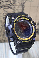 Спортивные умные часы Smart Watch EX 16 водонепроницаемые, Bluetooth черный с золотом