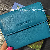 Красивый кожаный кошелек для девушек бирюзового цвета на магнитах Marco Coverna MC-2047A
