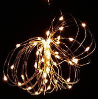 Світлодіодна гірлянда нитка на 50 Led "Краплі роси" 5 м на батарейках біла тепла / Світна дріт