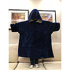 [ОПТ] Толстовка-плед Huggle Ultra з капюшоном, двостороння. Флісова кофта з капюшоном Huggle Ultra, синя., фото 4