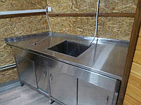 Стіл -Мийка 1400х600х850, 1-секційна з бортом для кухні з нержавійки, фото 4