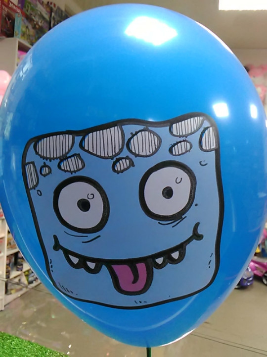 Повітряна кулька 12 дюймів з малюнком монстр синій