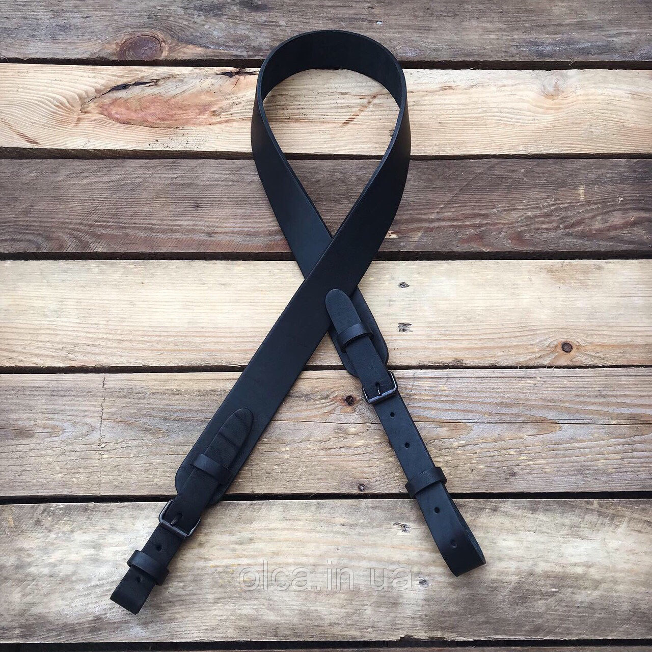 Ремінь для рушницi прямий 35 мм Чорний (кожа), фото 1